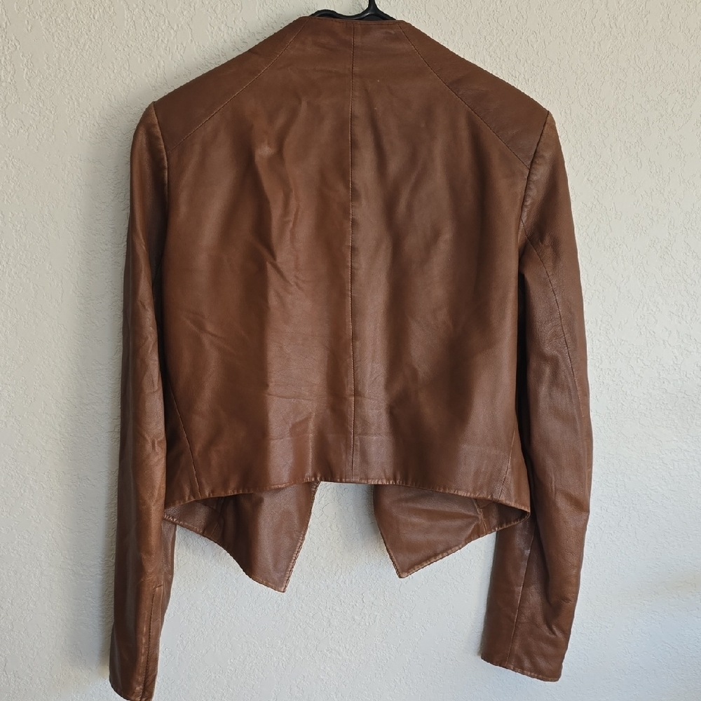 Theory Brown Leather Jacket - Picture 3 of 6